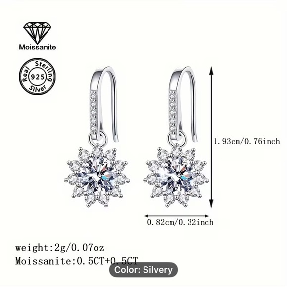 NEW Moissanite 1 Carat Sterling 925 Earrings - Picture 5 of 8